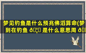梦见钓鱼是什么预兆佛滔算命(梦到在钓鱼 🦄 是什么意思周 🌴 公解梦)